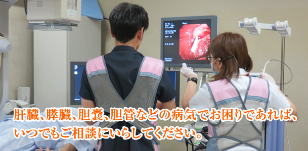 肝臓、膵臓、胆嚢、胆管などの病気でお困りであれば、いつもでご相談にいらしてください